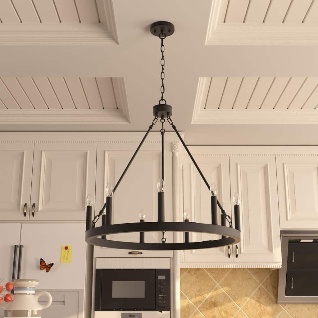 Acroma 9-light Modern Farmhouse Wagon Wheel Chandelier-UL Certified