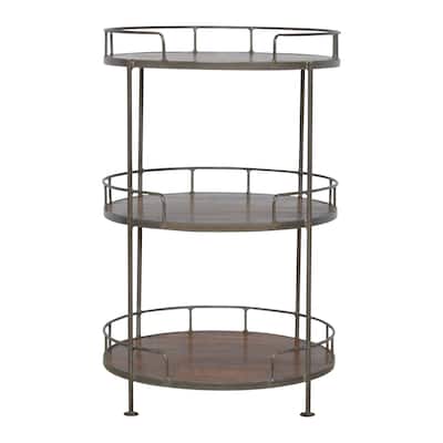 Artisan Furniture Solid Wood Industrial Round Butler Tray Table