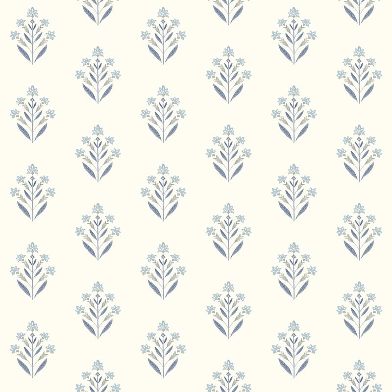 Chesapeake Kova Blue Floral Crest Wallpaper
