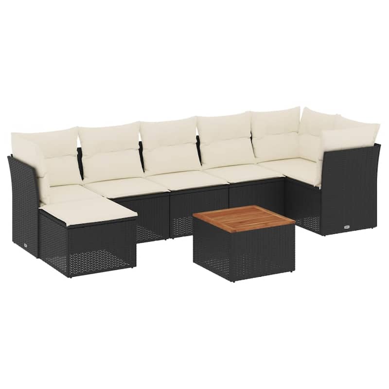 vidaXL Patio Sofa Set with Cushions Outdoor Furniture 8 Piece Poly Rattan - 21.7 x 21.7 x 14.6