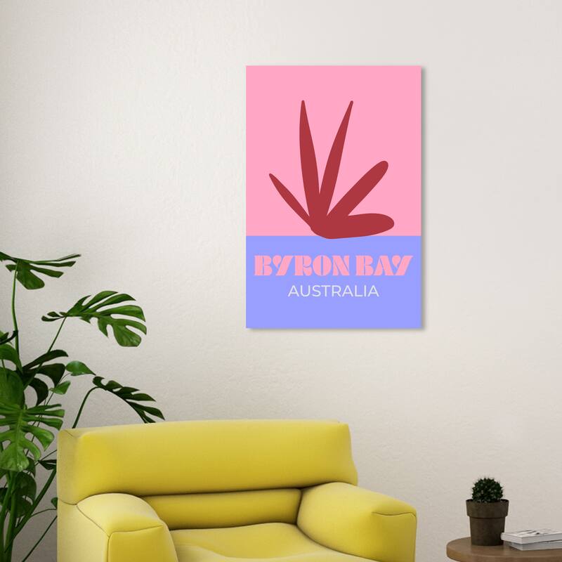 Wynwood Studio Canvas World and Countries Travel to Byron Bay Pink Modern & Contemporary Wall Art Canvas Print