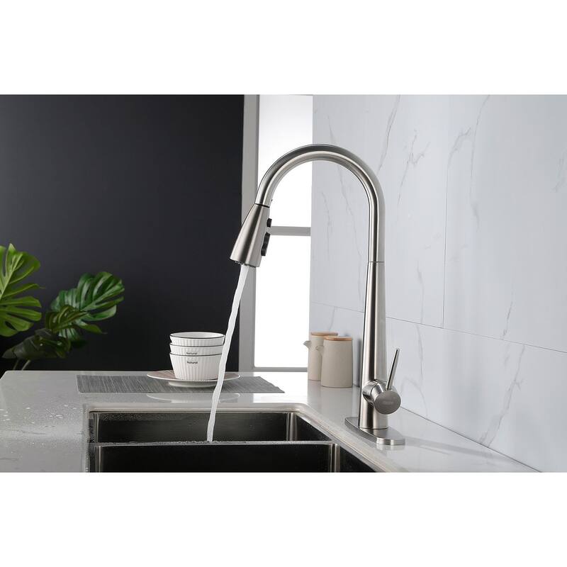 Modern Stainless Steel Kitchen Faucetswith Pull Down Sprayer