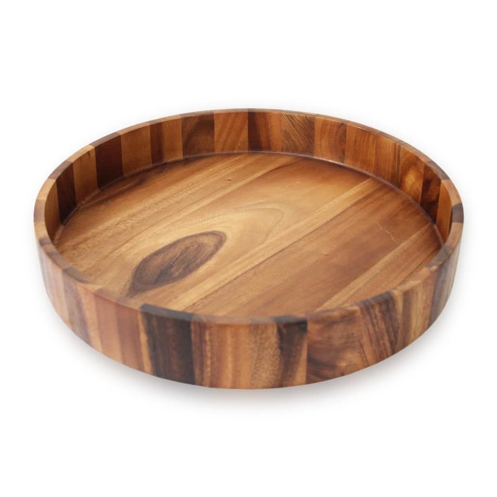 Red Vanilla Acacia Wood Round Tray 16"
