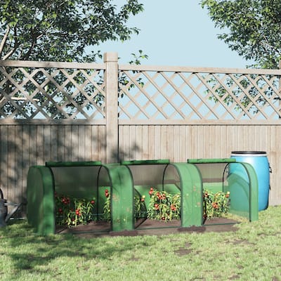 Outsunny 10' x 3' x 2.5' Mini Greenhouse, Portable Tunnel Greenhouse with Roll-Up Zippered Doors, UV Waterproof Cover