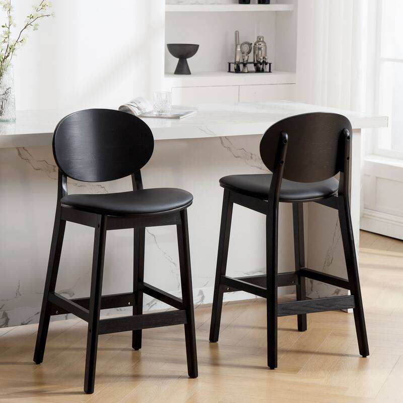 26-Inch Upholstered Wood Counter Stool/ Barstools - 37.4"H x 17.3"W x 18.7"D