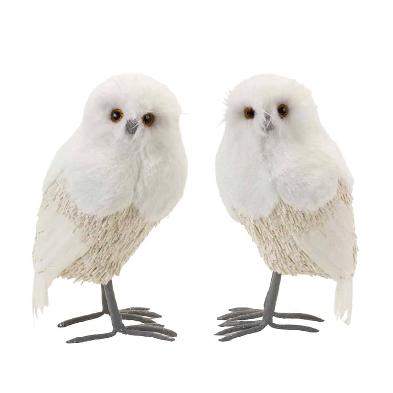 Set of 2 Winter Owl Tabletop Christmas Figurines 12.5"