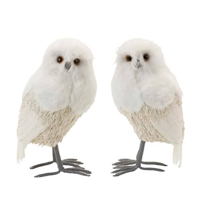 Set of 2 Winter Owl Tabletop Christmas Figurines 12.5"