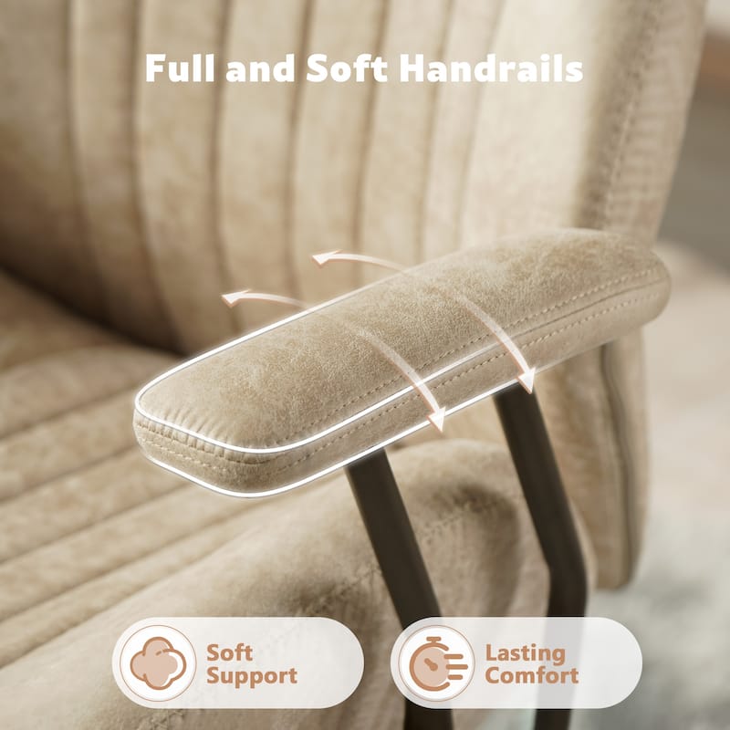 XIZZI Vintage Suede Fabric Office Chair with Armrests and Swivel Base