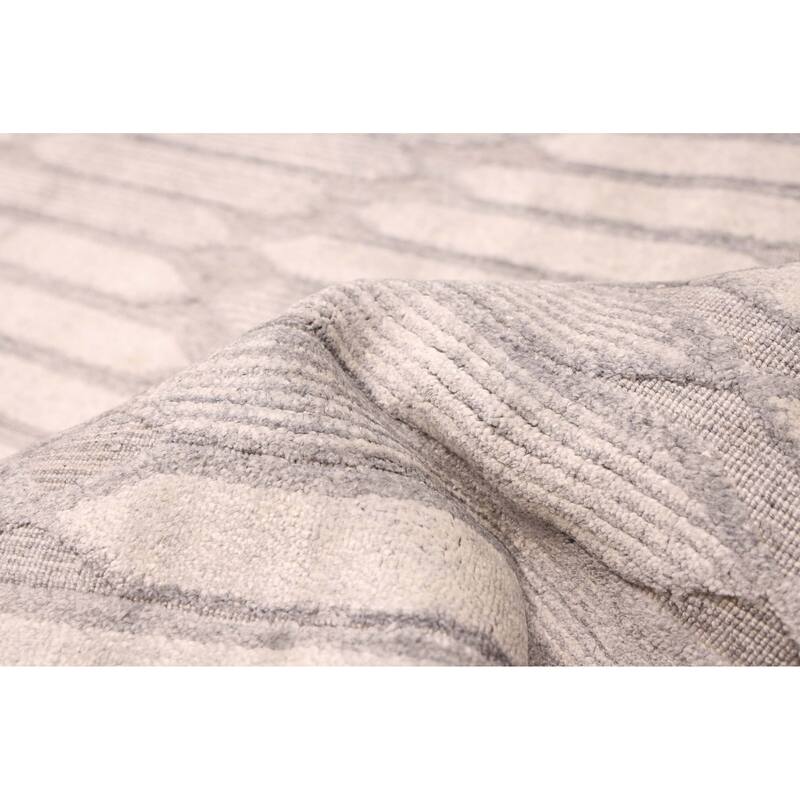 ECARPETGALLERY Hand Loomed Elysian Grey Silk Rug - 7'11 x 9'10