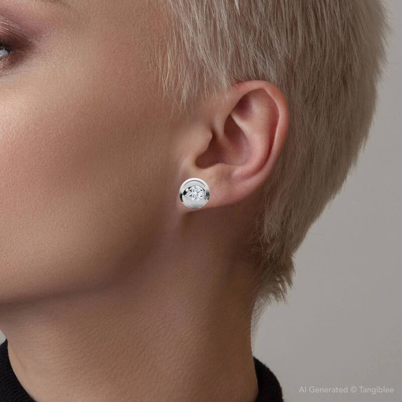2Ct TW Diamond Button Studs Gold Lab Grown