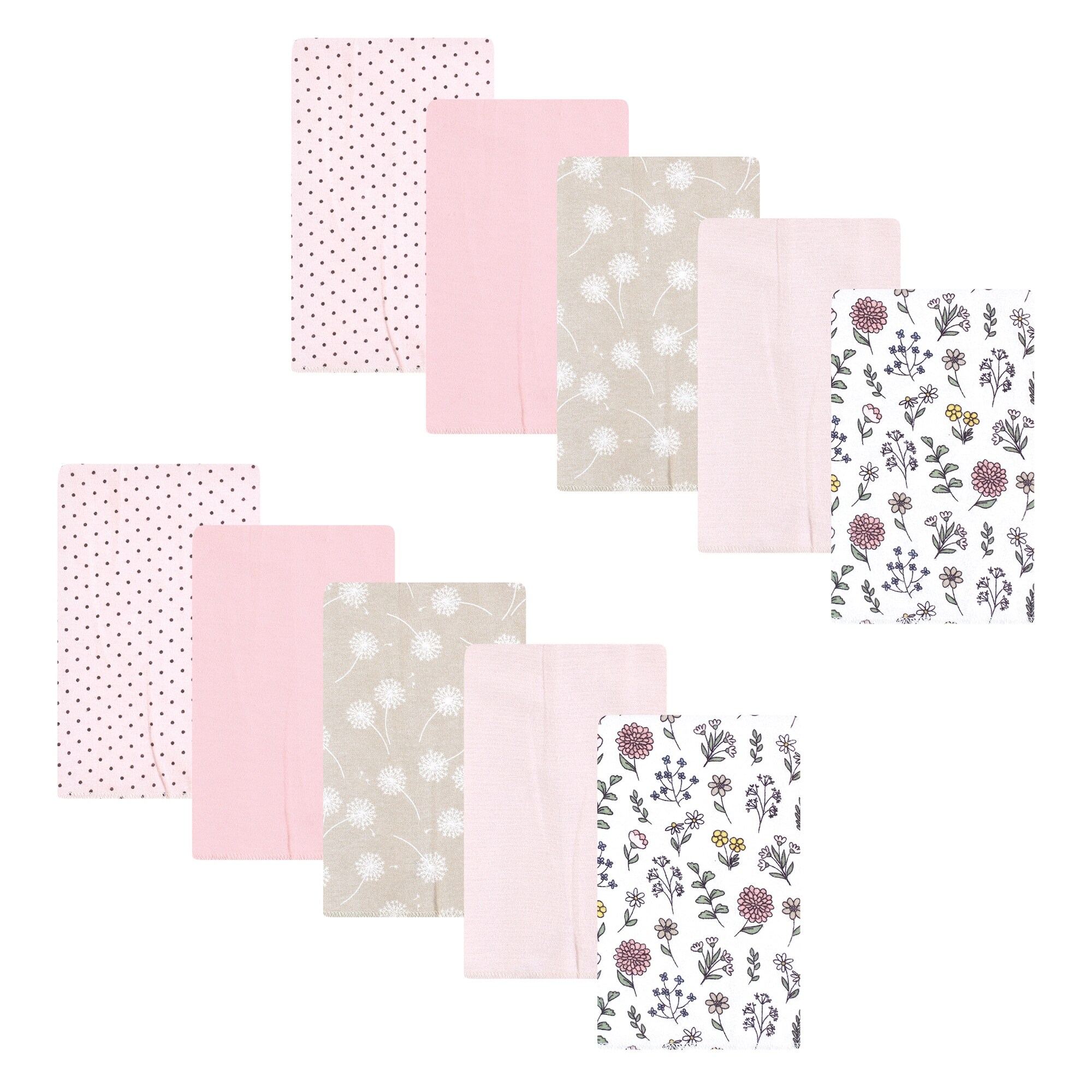Hudson Baby Infant Girl Flannel Burp Cloth 10pk, Dandelion