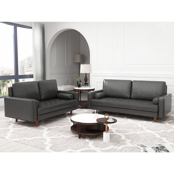 slide 1 of 6, 2 Piece Mid-Century Living Room Set Black