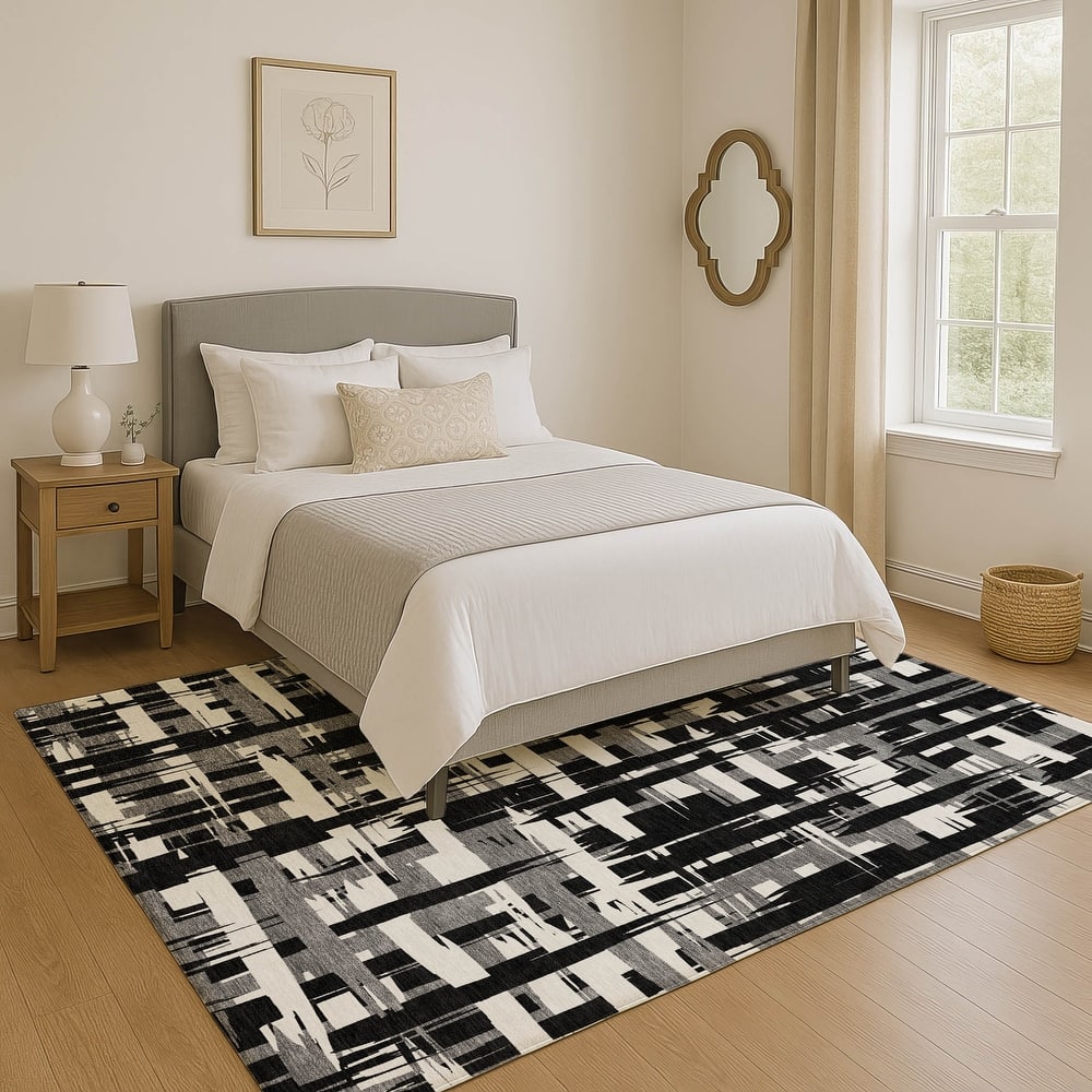 Premium Washable Super Soft Contemporary Plaid Mayfield Rug