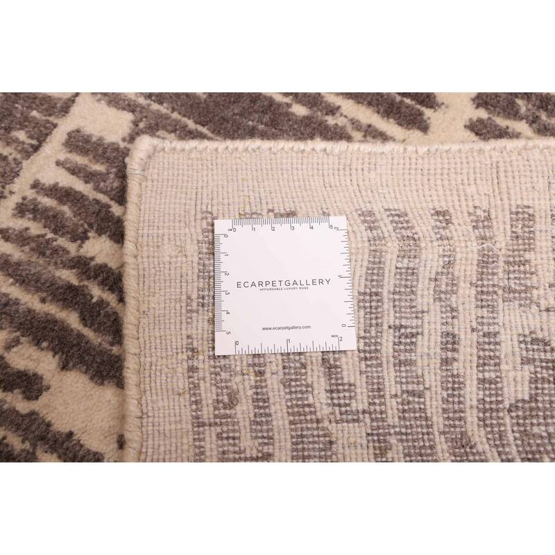 ECARPETGALLERY Hand Loomed Elysian Dark Grey Wool Rug - 8'1 x 10'1