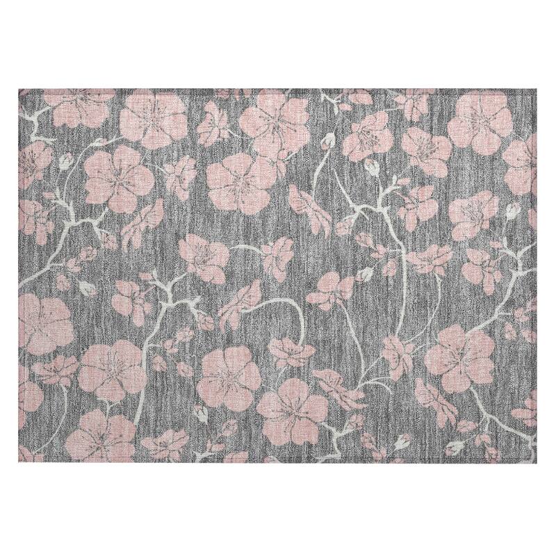Machine Washable Indoor/ Outdoor Floral Zen Chantille Rug