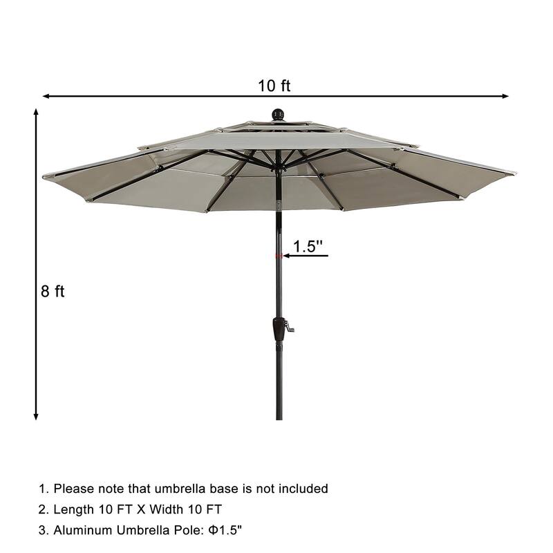 Clihome 10FT 3-Tiers Vented Round Market Umbrella with Crank Lift