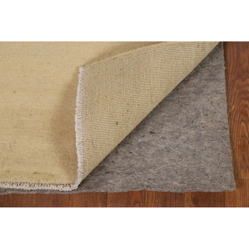 Muted Yellow Gabbeh Modern Foyer Rug Handmade Solid Wool Carpet - 2'7"x 4'1"