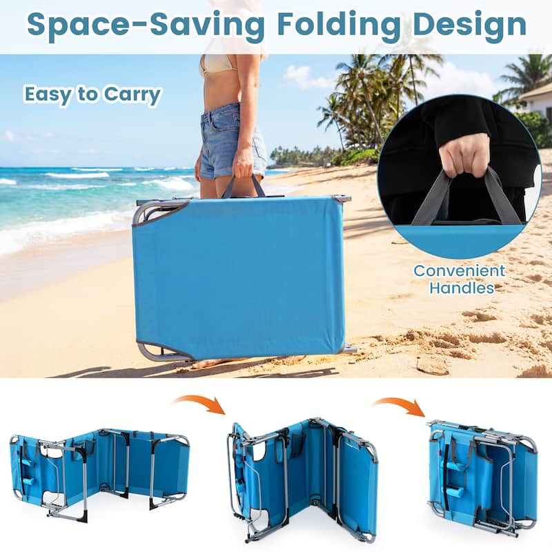 Gymax 2PCS Tanning ChairPortable Chaise Lounge Chair w/4-Position