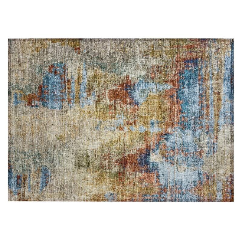 Machine Washable Indoor/ Outdoor Abstact Contemporary Chantille Rug