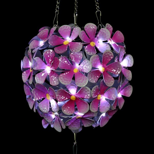Exhart Solar Hanging Hydrangea Flower Ball Wind Chime with