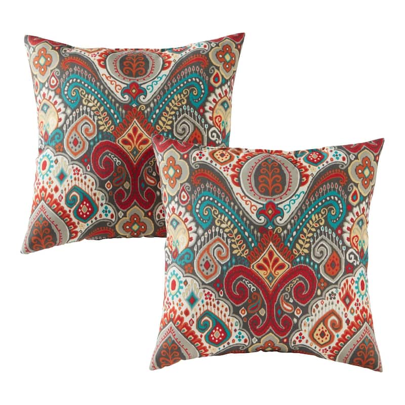 Greendale Home Fashions Global 17-inch Square Outdoor Square Accent Pillow (Set of 2)