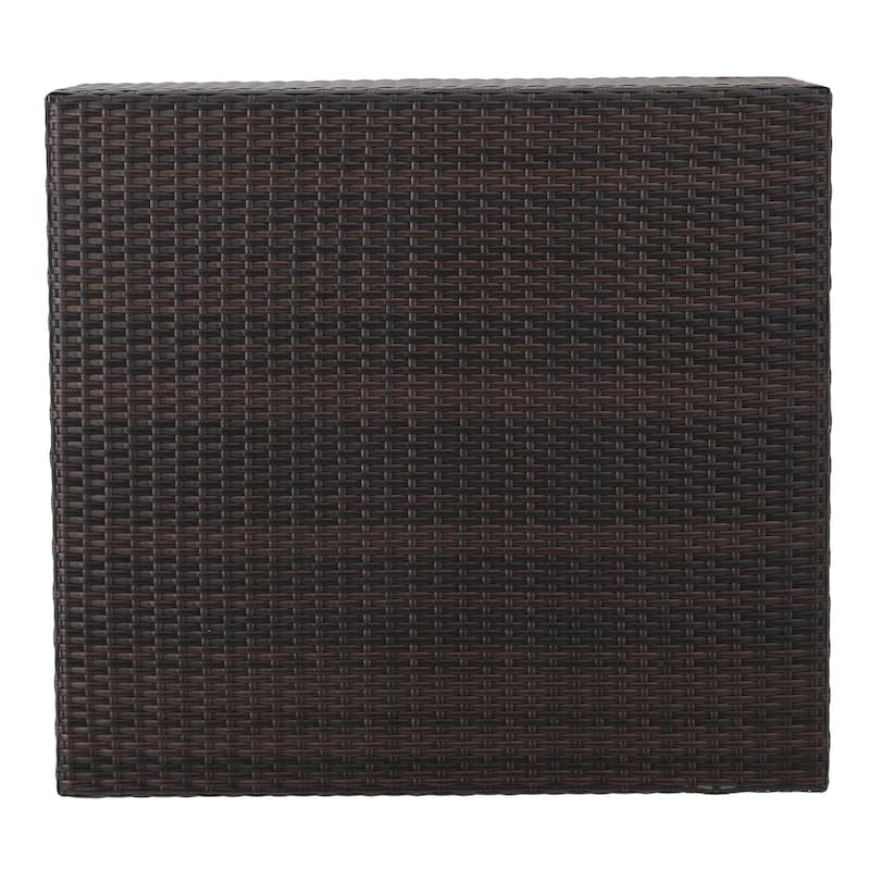 Roomfitters Outdoor Storage Coffee Table, All-Weather Rattan Patio Deck Box with Lift-Top Lid for Garden or Porch, Brown