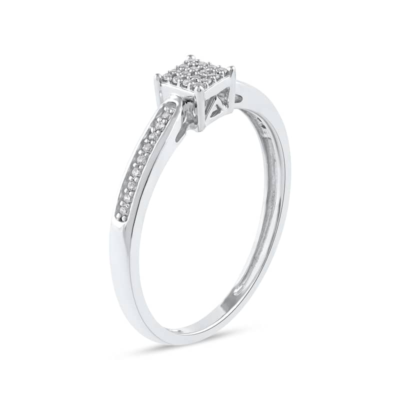 10k White Gold 1/10ct TDW Diamond Cluster Engagement Ring