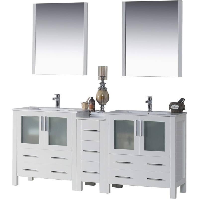 Blossom Sydney 72" Solid Wood Double Sink Bathroom Vanity with Cabinet - Glossy White