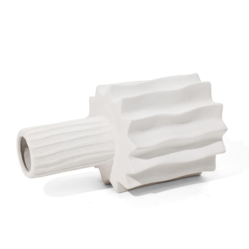 White Fluted Stoneware Table Vase (Single)