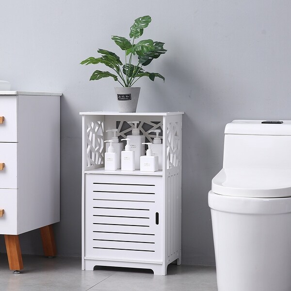 Shop Bathroom Storage Corner Floor Cabinet with Doors and Shelves