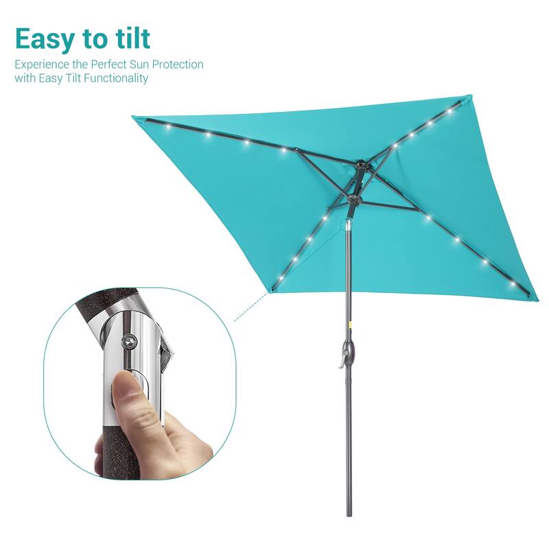 BONOSUKI 6.5x6.5Ft LED Patio Market Umbrella Weather-Resistant Frame