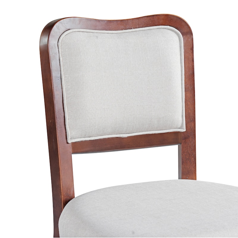 Modern Upholstered Dining Chairs Fabric Side Chair with Walnut Finish Curved Back and Hardwood Frame, for Dining Rooms, Set of 2