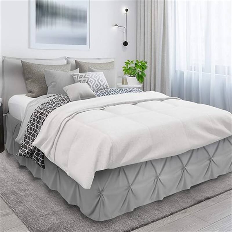 Pinch Pleat Bed Skirt - Light Grey - Queen