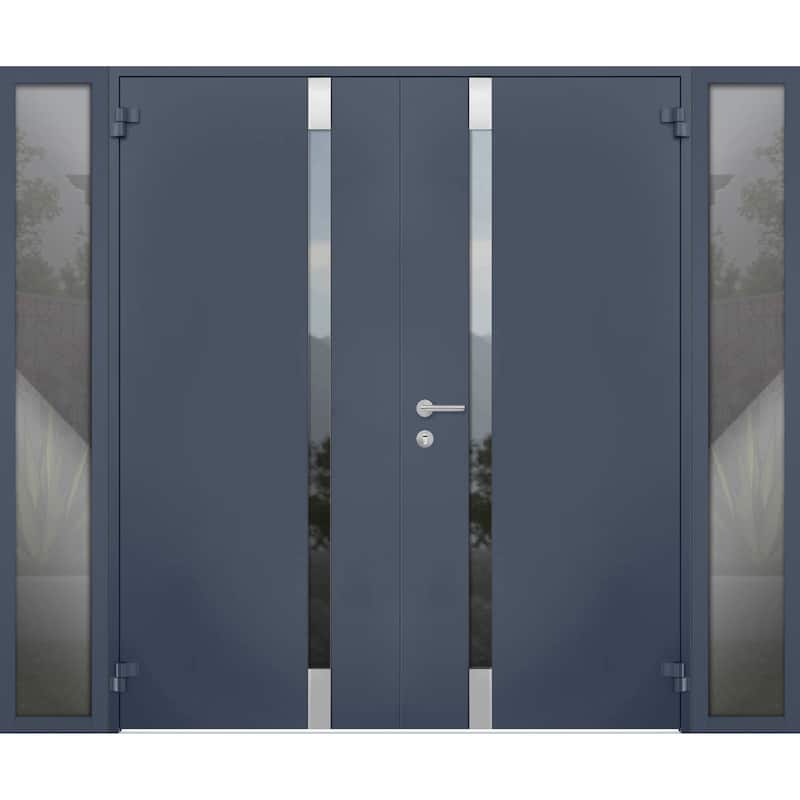 VDOMDOORS | Front Door Exterior Door | Fiberglass | Door Slab | 18x80, Custom Entry Door Steel Entry Door Prehung Exterior Door - Grey - 100x80
