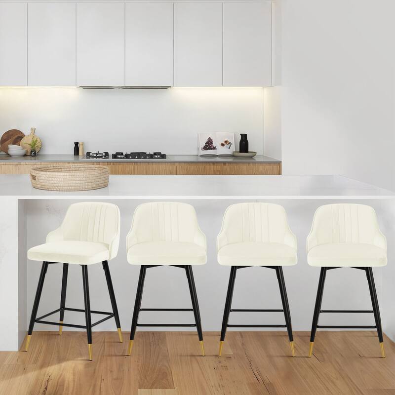 Modern Velvet Upholstered Swivel Counter/ Bar Stools Set of 2/4