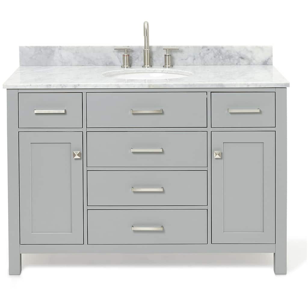 Ariel H049SCW2OVO Bristol 48" Thick Carrara Marble Vanity Top