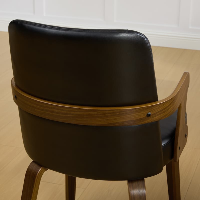 Mid-century Modern Upholstered Dining Chairs Bentwood Side Chairs with Armrests - 34.3"H x 19.9"W x 22.1"D