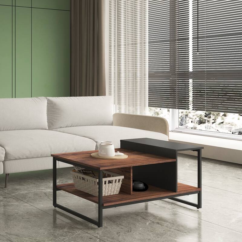 Morden Rectangle Coffee Table with Storage Shelves, 31.5" - 31.5 x 19.6"