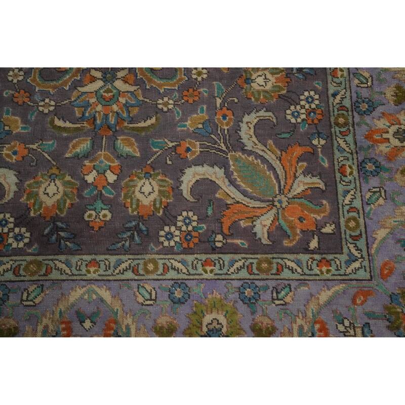 Hand Knotted Oriental 100% Wool Carpet Traditional Floral Purples Tabriz Area Rug - 6' 3'' X 4' 5''