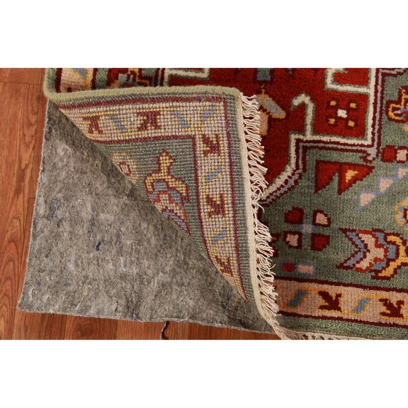 Hand Knotted Oriental 100% Wool Carpet Transitional Geometric Green Khotan Runner Rug - 7' 10'' X 2' 6''