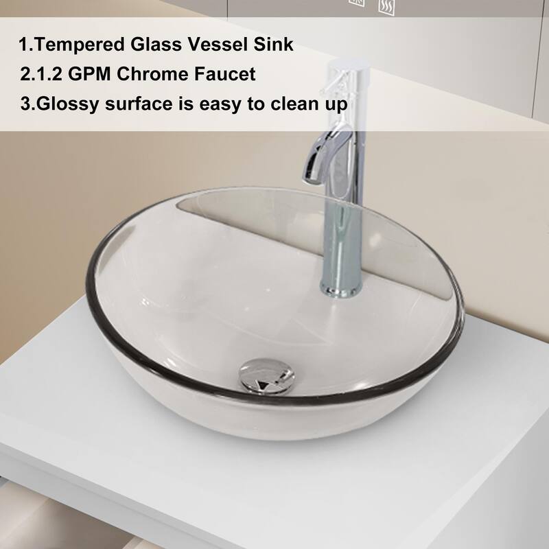 Modern Wall Mounted Bathroom Vanity Set with Vessel Sink & Faucet