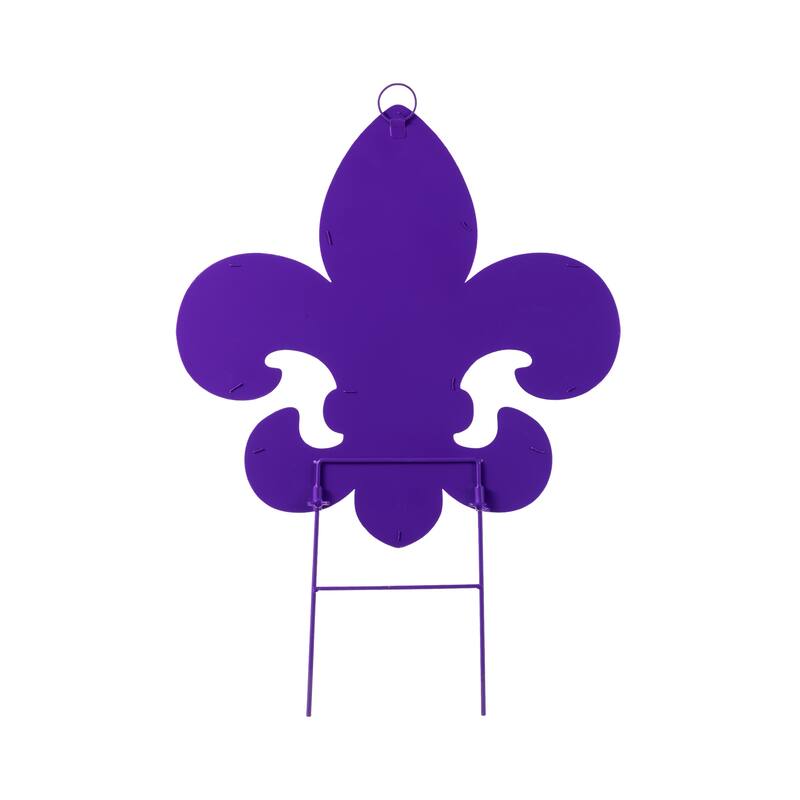 Glitzhome 24"H Mardi Gras Metal Fleur-de-Lis Yard Stake