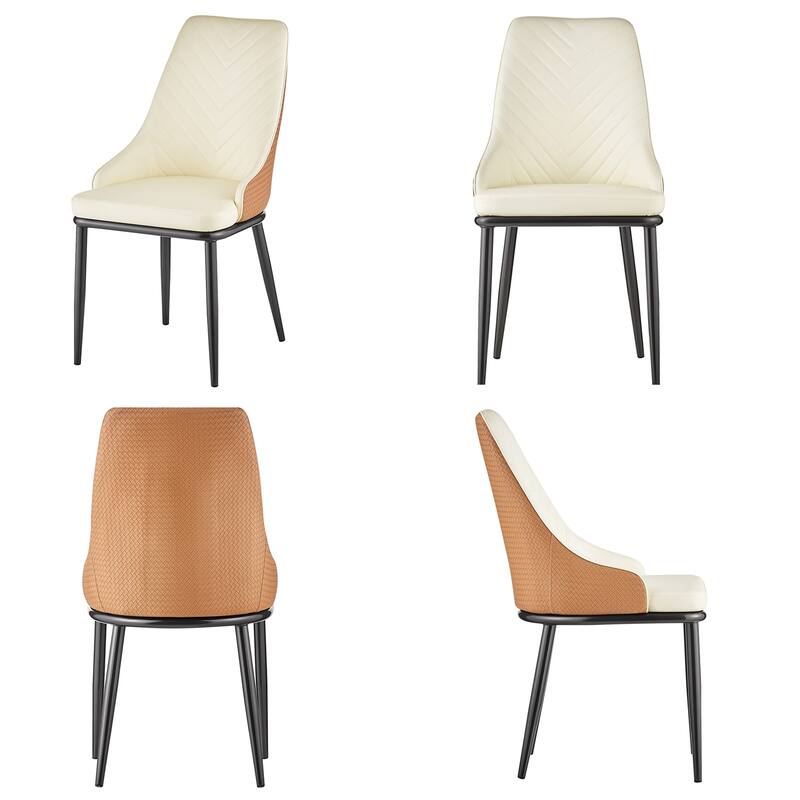 Faux Leather Upholstered Dining Chairs with Woven Back, Set of 2 - 18.11"W x 21.26"D x 36.61"H