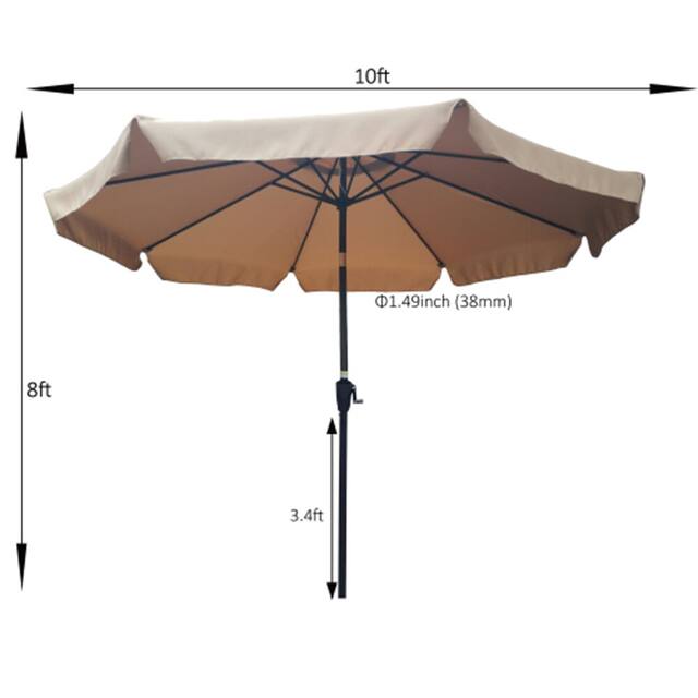 10ft Patio Umbrella Market Table Round Umbrella with Crank and Push Button Tilt