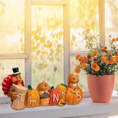 Resin Pumpkin Turkey Tabletop Decor, Thanksgiving Fall