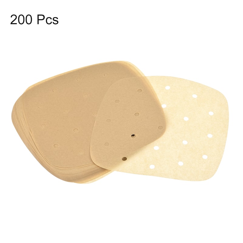6.5 inch Air Fryer Parchment Paper, 200pcs Square Baking Paper Liners, Brown