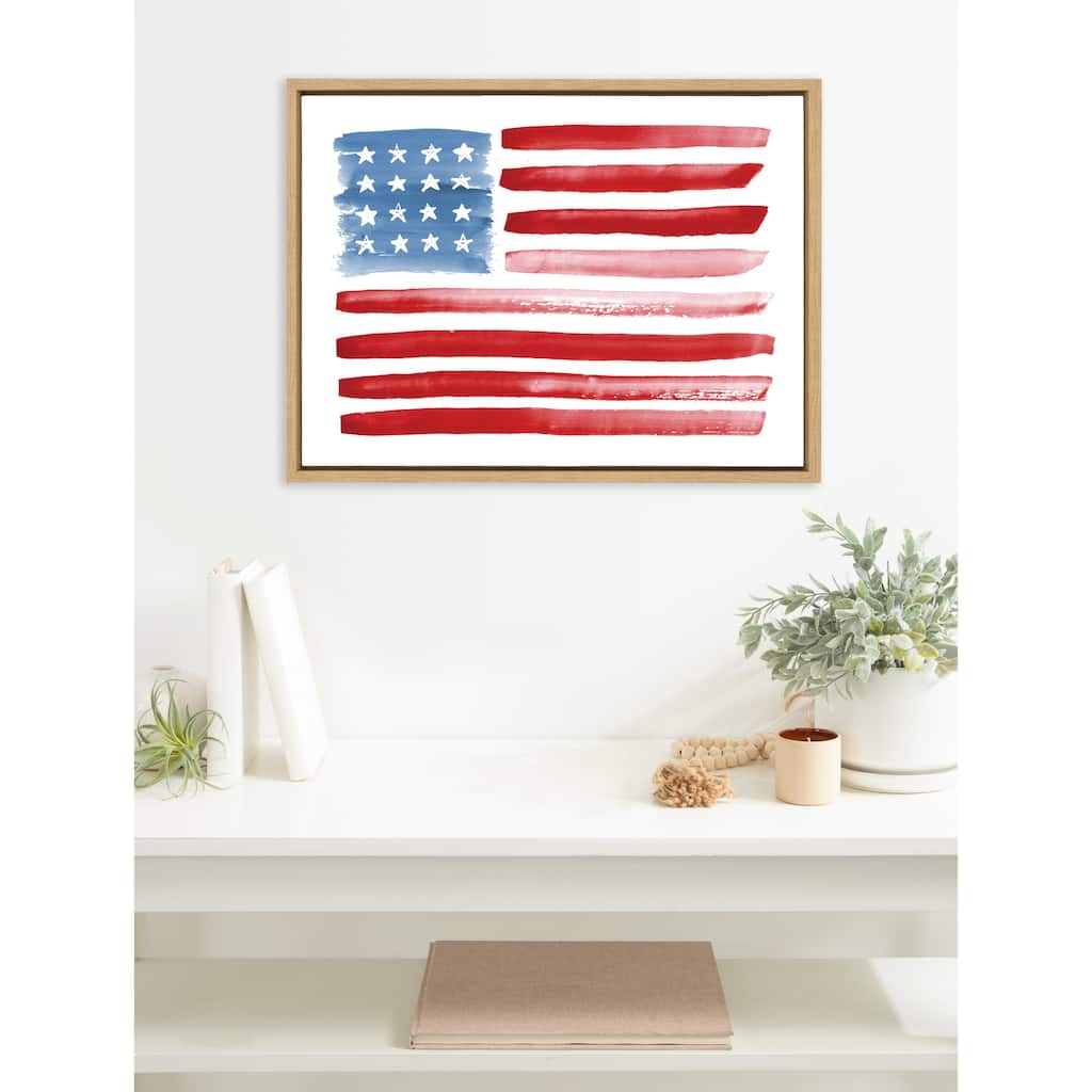 Kate and Laurel Sylvie Flag Alone Framed Canvas by Sara Berrenson