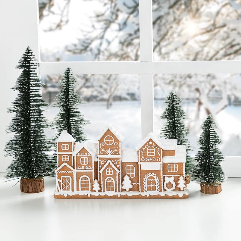 Glitzhome Christmas Resin Gingerbread House Table Decor Village Figurine