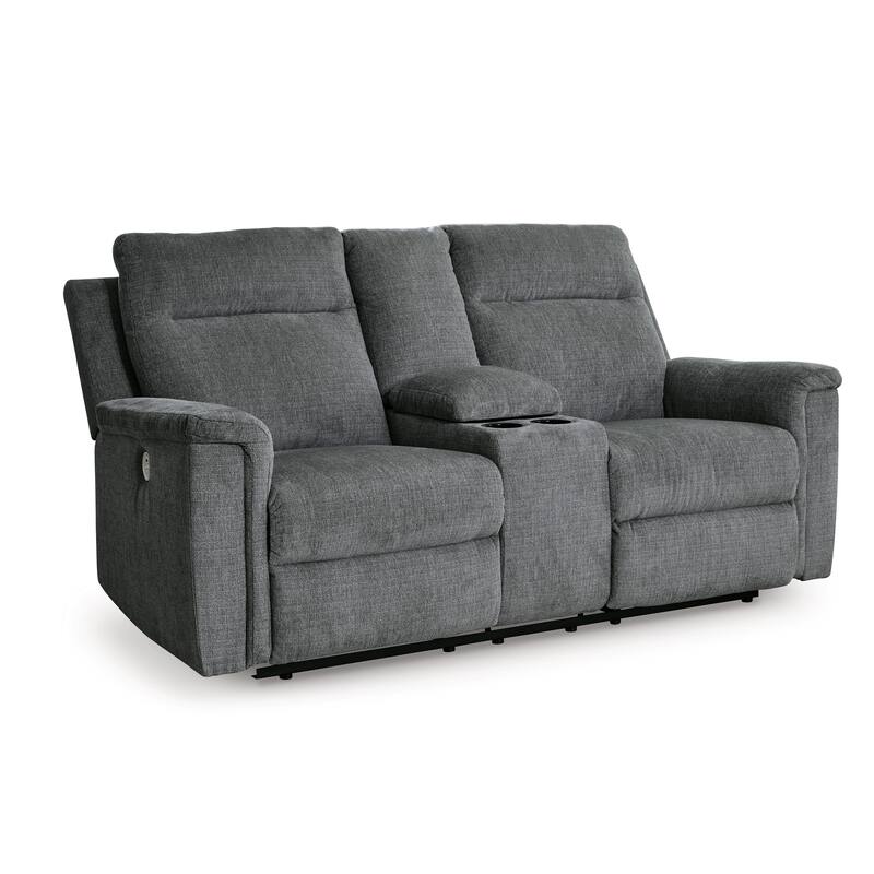 Jinu Power Recliner Loveseat, 75 Inch Gray Polyester Micro Chenille