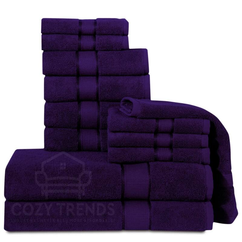 18PC Bath Towel Set 100% Long Stapled Cotton Thick Absorbent Soft 600 GSM - 27''x54'' - Navy